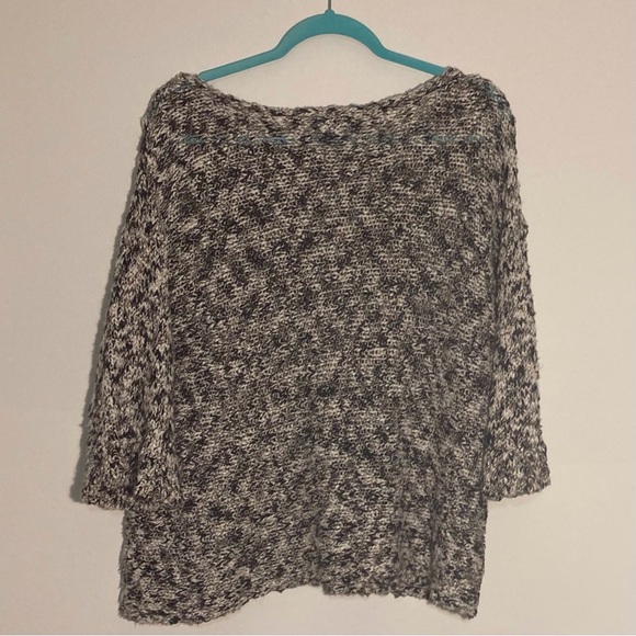 Eileen Fisher Black and White Scoop Neck Sweater with Textured Knit - Picture 2 of 6